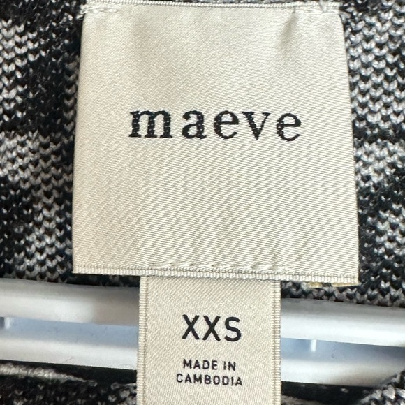 Maeve Black White Knit Sweater XXS Anthropologie Geometric Pattern Pullover - Picture 4 of 6